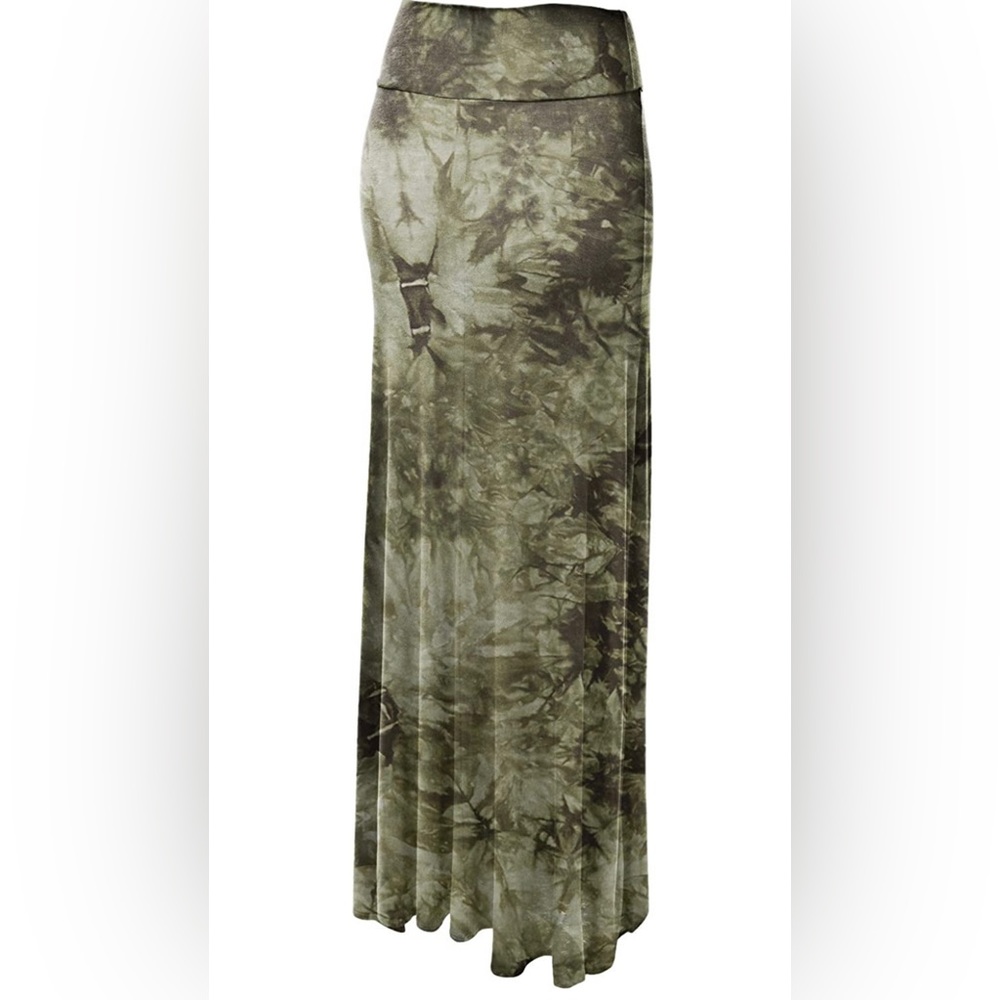Made by Johnny Fold Over Maxi Skirt in Olive Green